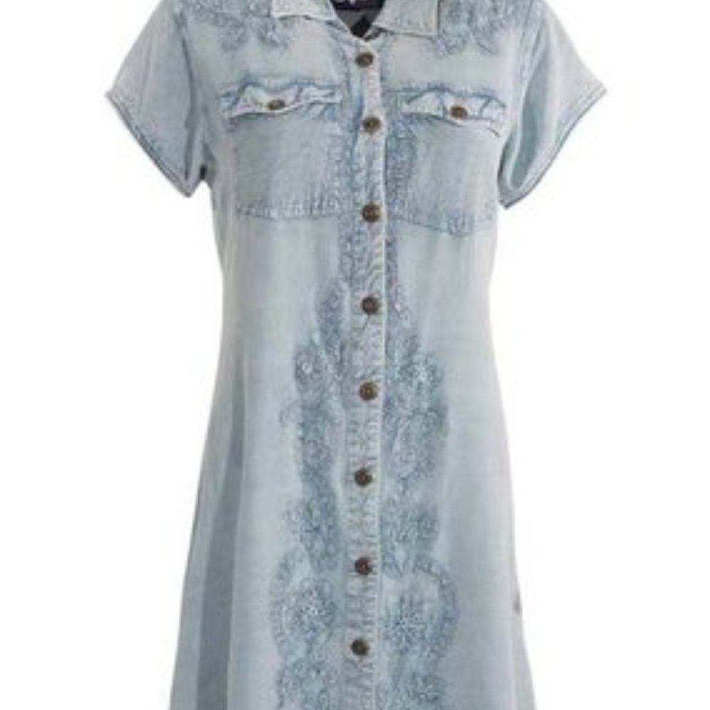 Light Blue Pocket Shirt Dress - Women
